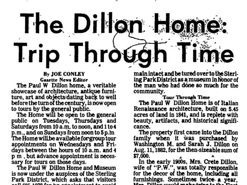 1980 - Dillon Home Donated
